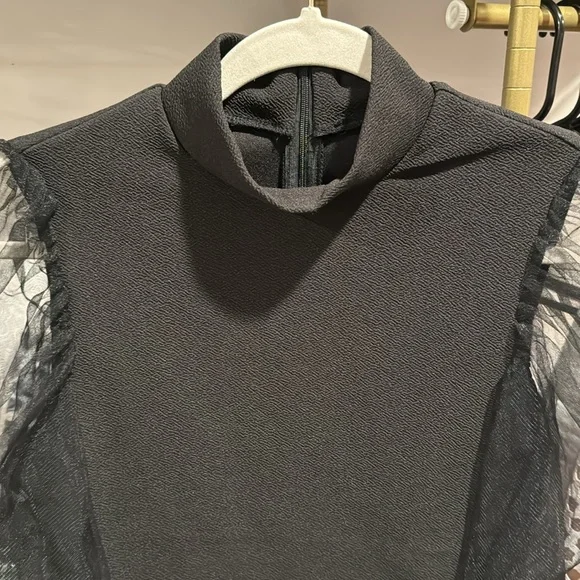 Sheer Sleeve Black Top - Picture 4 of 4